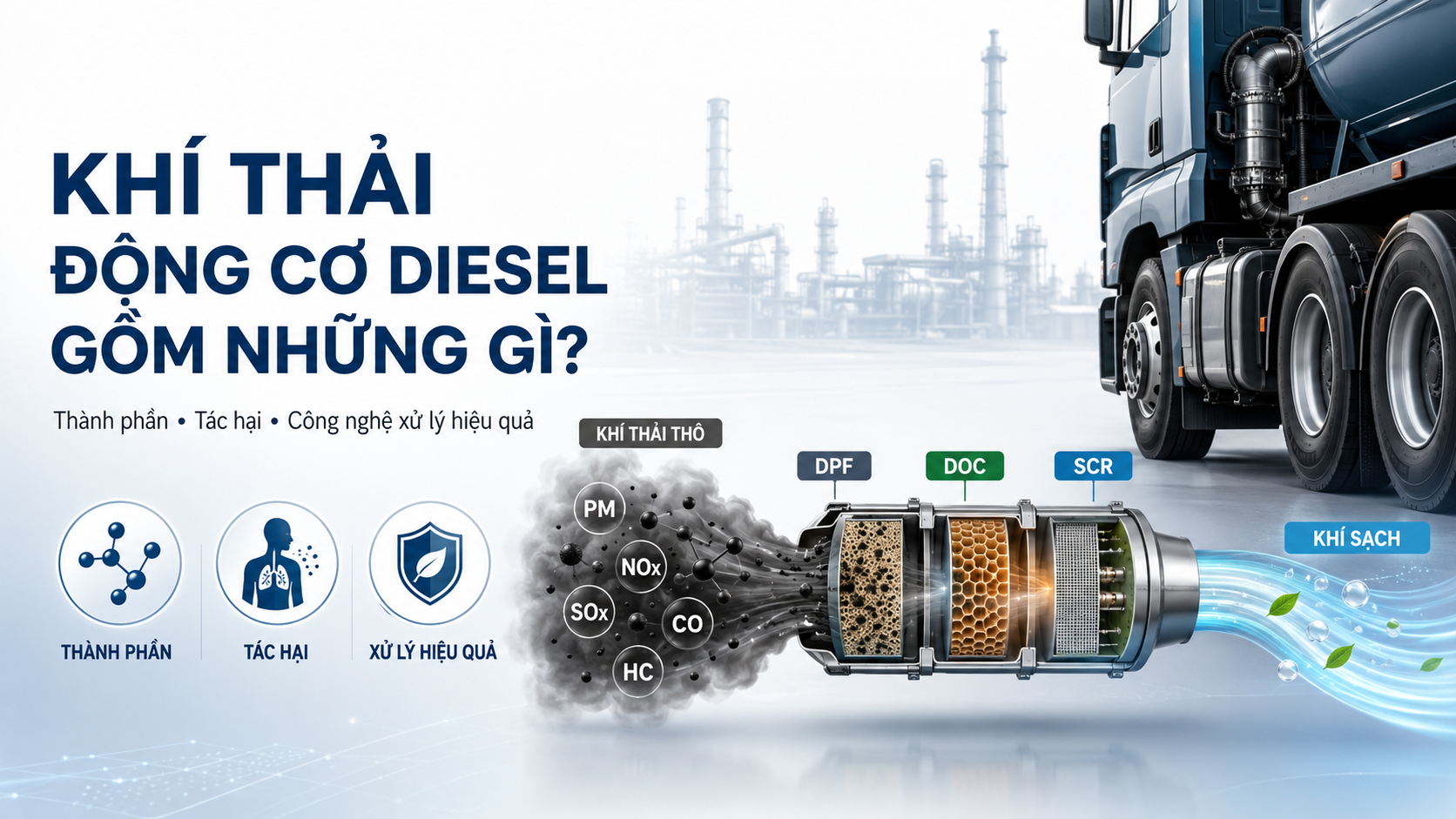 Xử lý khí thải động cơ diesel