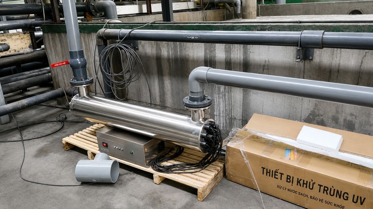 Hình ảnh thực tế thiết bị UV khử khuẩn nước Rama RUD-3B80W