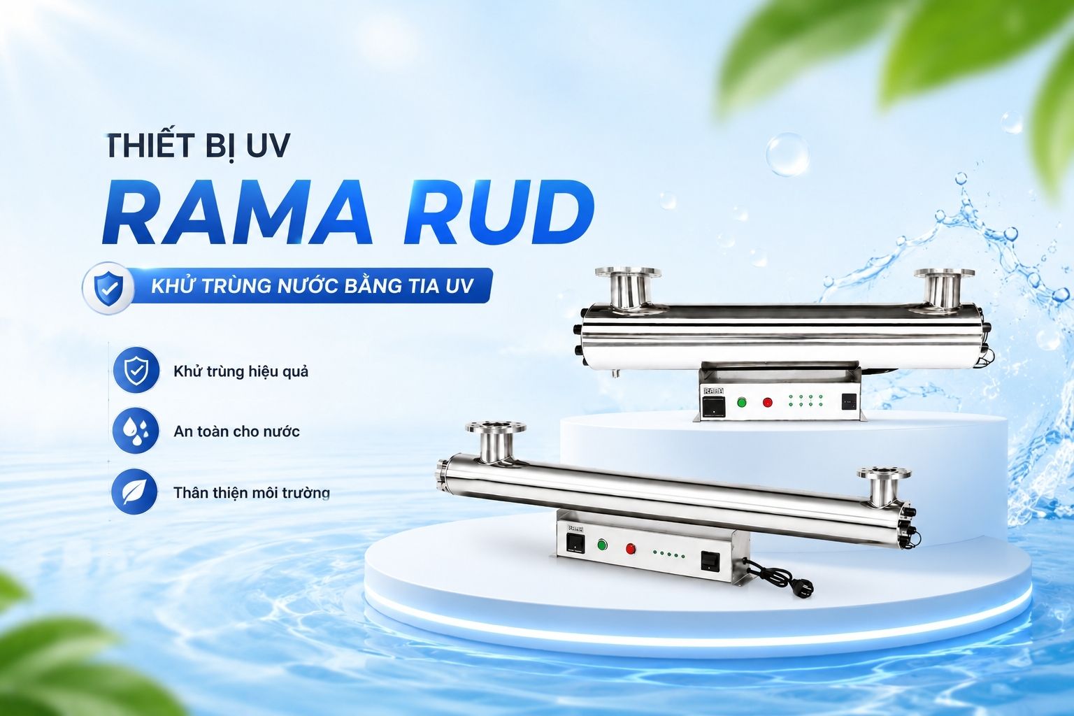 Thiết bị UV khử khuẩn nước công nghiệp Rama RUD-3B80W